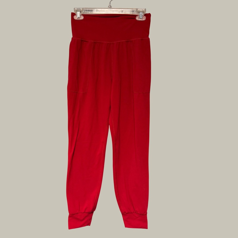 Athleta Salutation Jogger Red High Waisted Yoga Pants Small Cozy Pilates